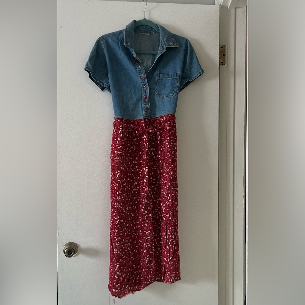Denim and floral dress vintage NWT